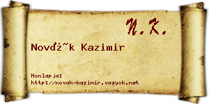Novák Kazimir névjegykártya